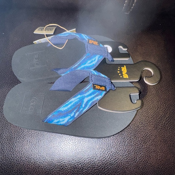 Teva Toddler Flip Flops Sz 11 Black And Blue - Picture 5 of 7